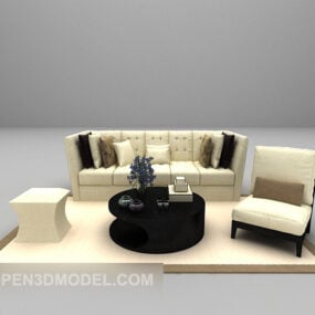 Table de canapé européenne légère avec tapis modèle 3D