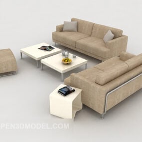 Ensembles de canapés minimalistes marron clair modèle 3D
