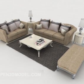 Light-colored Western Sofa Coffee Table 3d model