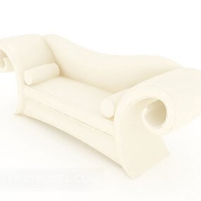 Light-yellow Leather Double Sofa 3d model