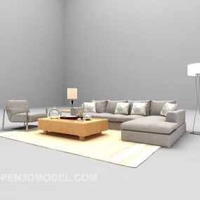 3D model rodinné nábytkové pohovky v šedé barvě