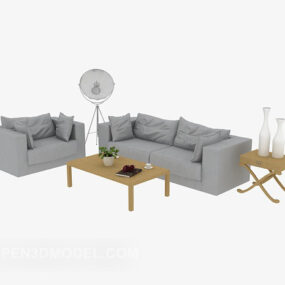 Canapé gris clair avec table modèle 3D