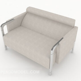 Light Grey Simple Double Sofa 3d model