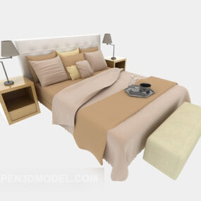 Light Modern Double Bed 3d model