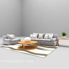 Modelo 3D de móveis de sofá combinados roxo claro