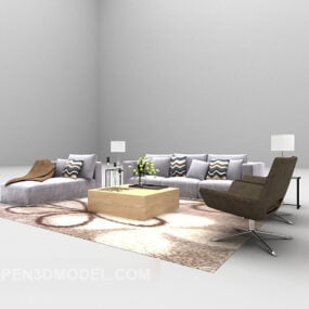 Light Purple Sofa Large Full Sets 3d model