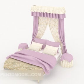 מיטה זוגית רומנטית בהיר סגול דגם תלת מימד