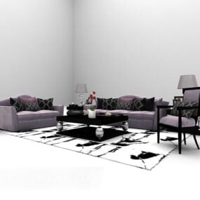 3д модель светло-фиолетового современного дивана