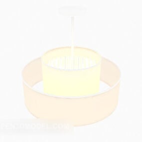 Light Round Chandelier Yellow Shade 3d model