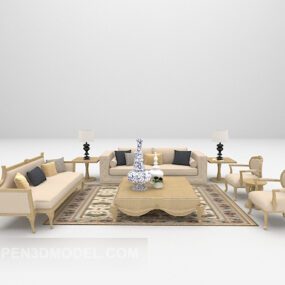 Furniture Light Wood Sofa Set 3d model
