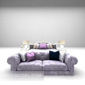 Cama lila con sofá cama modelo 3d