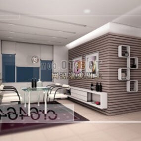Living Room With Wall Shelves 3d model