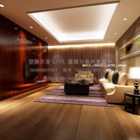 Living Room Warm Decor Style 3d model