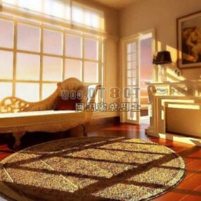 Living Room Round Carpet Interior 3d model