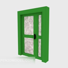 باب خشب مفتوح مع الإطار نموذج ثلاثي الأبعاد