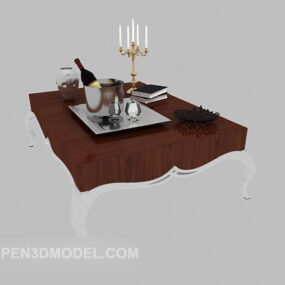 Obývací pokoj Bílá pohovka boční stolek 3D model