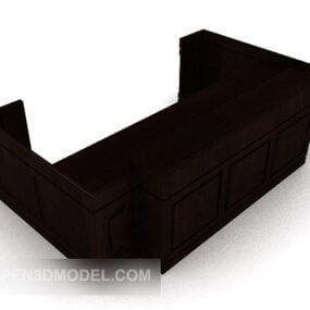 Lobby Solid Wood Bench 3d model