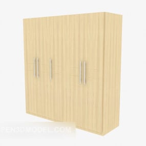 Armario de madera de cuatro puertas modelo 3d