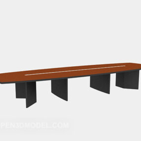 Long Conference Table Wooden 3d model