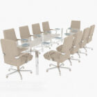 Long Glass Conference Table With Chair