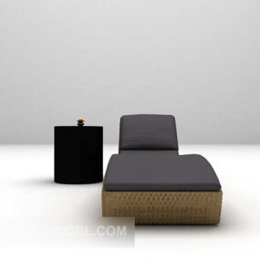 Long-shaped Lounge Chair With Table 3d model