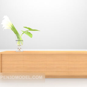 長い形のサイドキャビネット木製スタイル 3D モデル