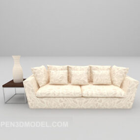Modelo 3D de sofá de couro em formato longo