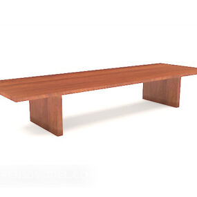 長い形の無垢材の会議テーブル 3d モデル