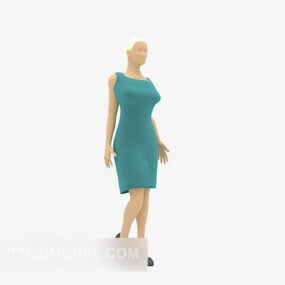 Rok Panjang Wanita Biru model 3d