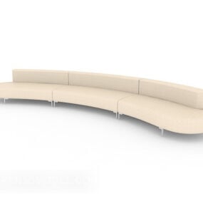 Long Strip White Multiplayer Sofa 3d model