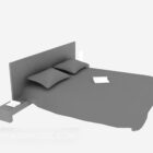 Lowpoly Double Bed Grey Color