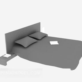 Lowpoly Double Bed Grey Color 3d model
