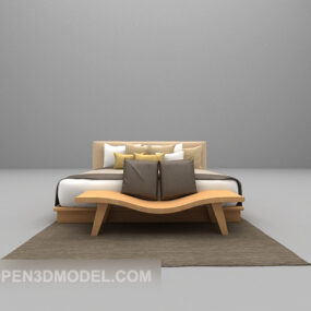 3д модель низкой кровати со стулом