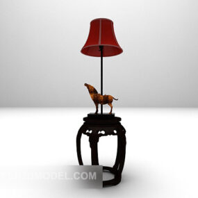 Low Chair With Table Lamp 3d model