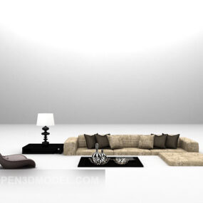 3д модель низкого дивана со столом в современном стиле