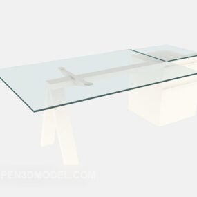 Modello 3d con piano in vetro per scrivania semplice lunare