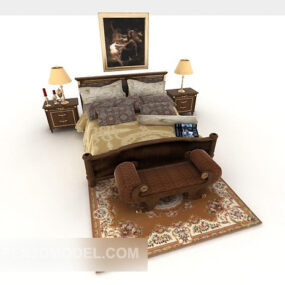 Luxury European Double Bed 3d model