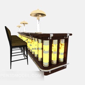 Luxury Bar Bar Table Chair 3d model
