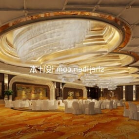 Modelo 3D do interior do espaço de jantar de luxo