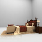 Luxury Double Bed Brown Style