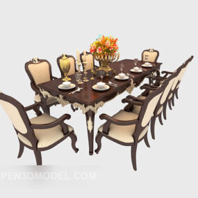 豪華な寛大なヨーロッパのテーブルと椅子の3Dモデル
