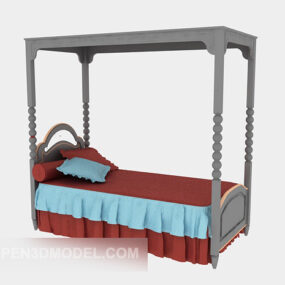 Modelo 3D luxuoso estilo pôster com cama de solteiro