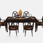 Mesa de jantar americana de madeira maciça de luxo