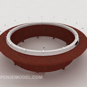 Дерев'яний конференц-стіл у формі човна 3d модель