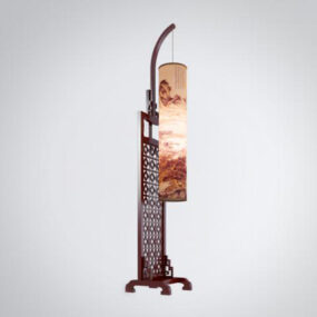 Traditional Wood Floor Lamp 3d model