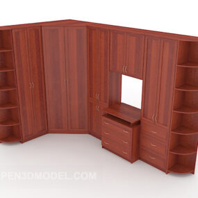 3д модель домашнего шкафа из красного дерева из дерева