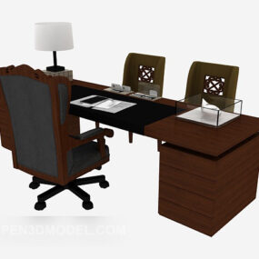 经理石木办公桌椅3d模型