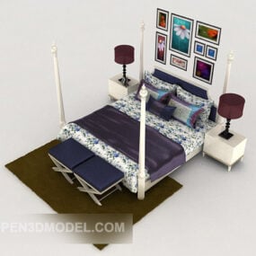 Model 3d Tempat Tidur Ganda Segar Mediterania