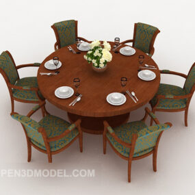 Välimerellinen kotipöytä ja chai-setit 3d-malli