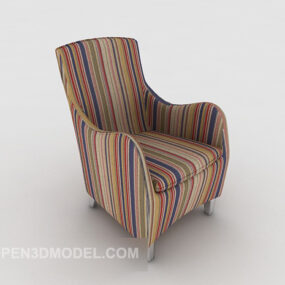Mediterranean Striped Home Single Sofa 3d model